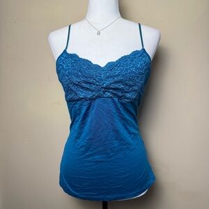 Elegant Lace Trim Teal Camisole Suzy Shier Size XL